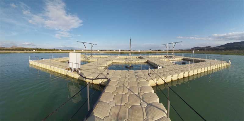 Dettaglio struttura galleggiante per allevamenti ittici